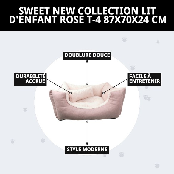 Coussin Rose Douce Nouvelle Collection T-4 87x70x24 cm pour Animaux de Compagnie