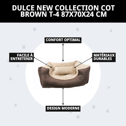 Lit marron T-4 87x70x24 cm pour chiens | Nouvelle collection Moly