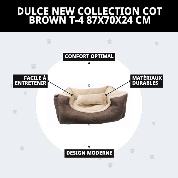 Lit marron T-4 87x70x24 cm pour chiens | Nouvelle collection Moly