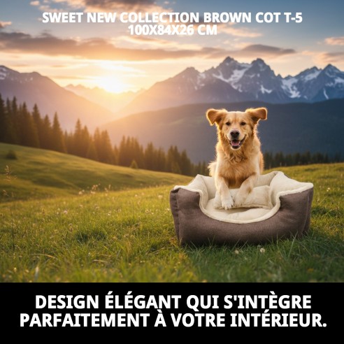 Lit marron Nouvelle Collection T-5 pour chiens 100x84 cm