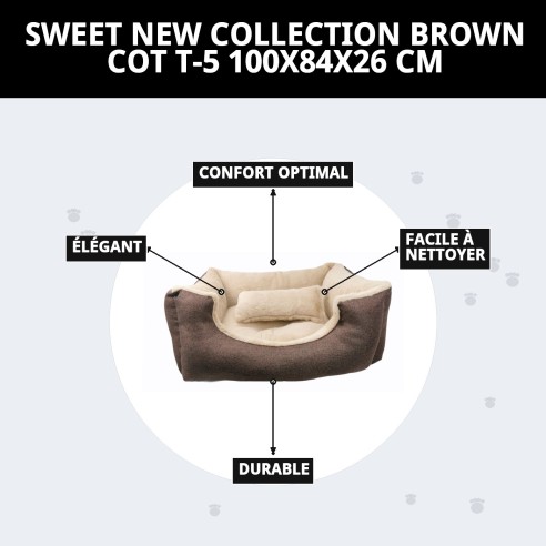Lit marron Nouvelle Collection T-5 pour chiens 100x84 cm