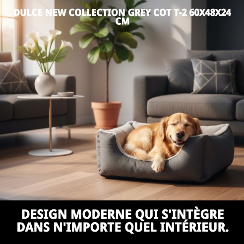 Lit gris T-2 Douce Nouvelle Collection pour Animaux de Compagnie 60x48 cm