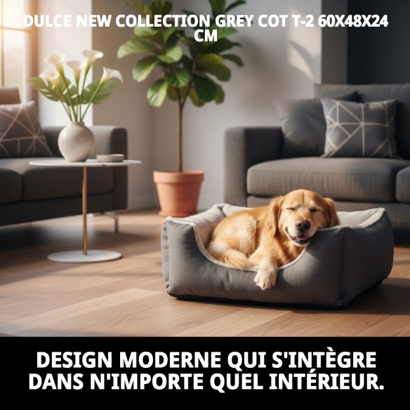 Lit gris T-2 Douce Nouvelle Collection pour Animaux de Compagnie 60x48 cm