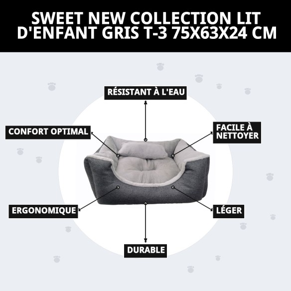 Doux Berceau Gris T-3 75x63x24 cm - Nouvelle Collection pour Animaux de Compagnie