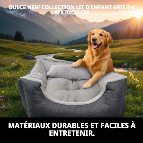 Lit gris T-4 pour chiens | Nouvelle collection Moly