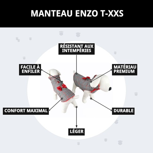 Manteau Enzo T-XXS : Style et Chaleur pour votre Animal de Compagnie