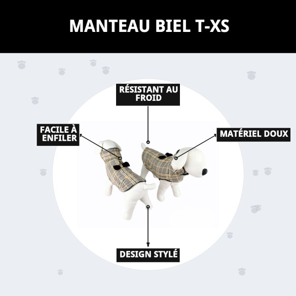 Manteau Biel T-XS : Style et Chaleur pour votre Animal de Compagnie