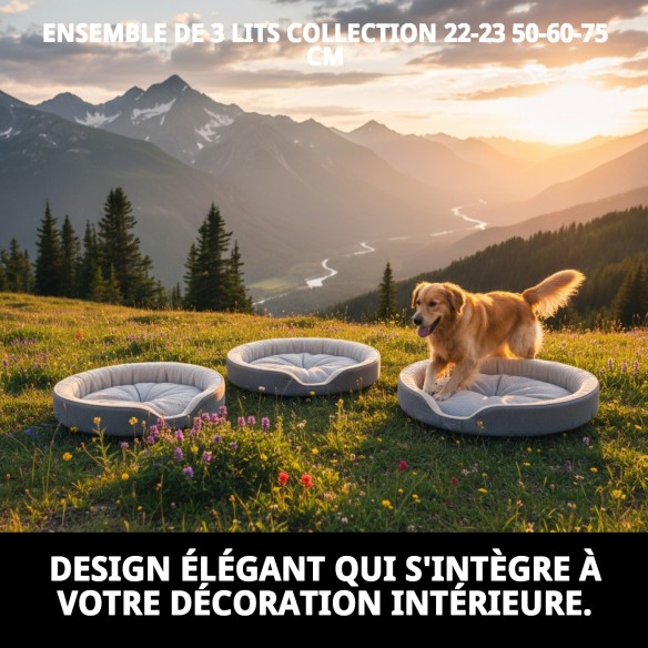 Jeu de 3 lits pour animaux - Confort et style 22-23