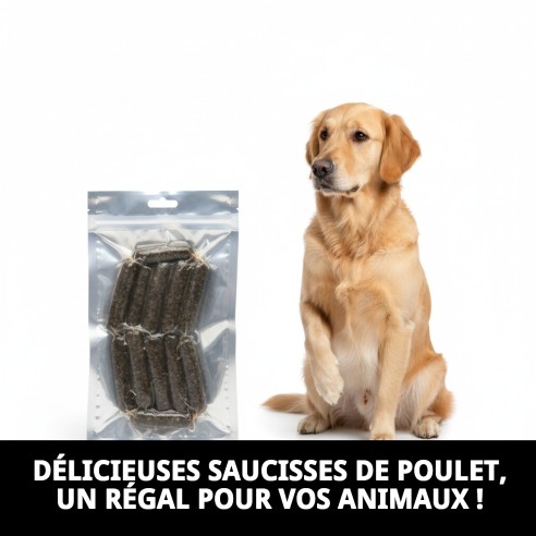Saucisses de poulet pour animaux de compagnie - Snack sain 250g