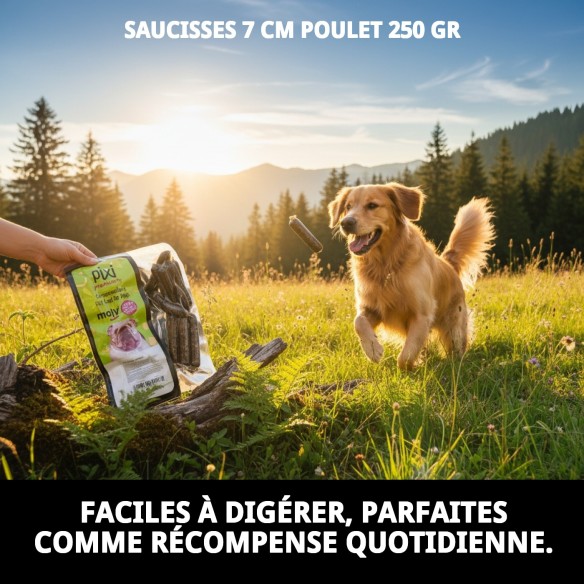 Saucisses de poulet pour animaux de compagnie - Snack sain 250g