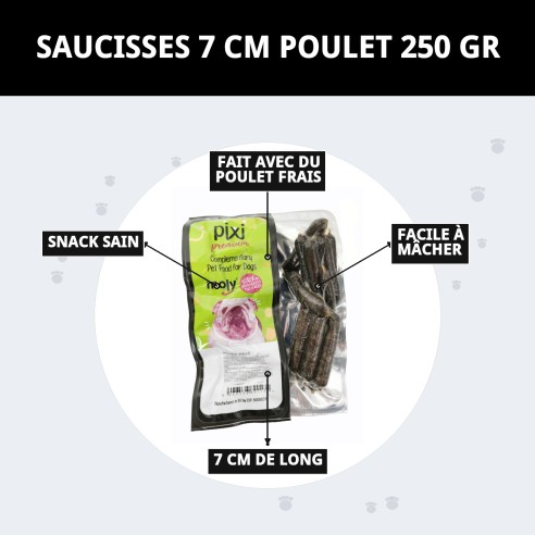 Saucisses de poulet pour animaux de compagnie - Snack sain 250g