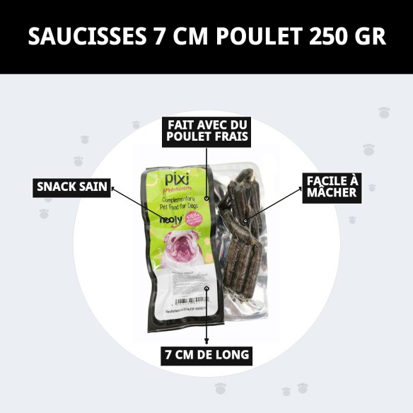 Saucisses de poulet pour animaux de compagnie - Snack sain 250g