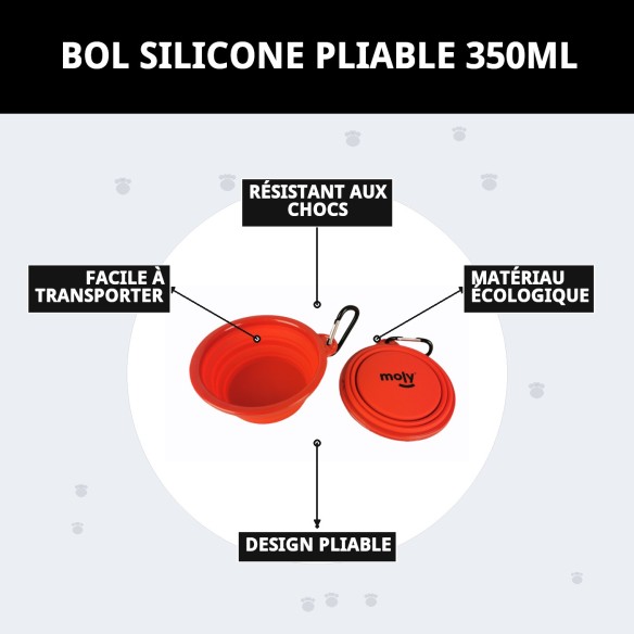 Gamelle Pliable en Silicone 350ml pour Voyages avec Animaux de Compagnie