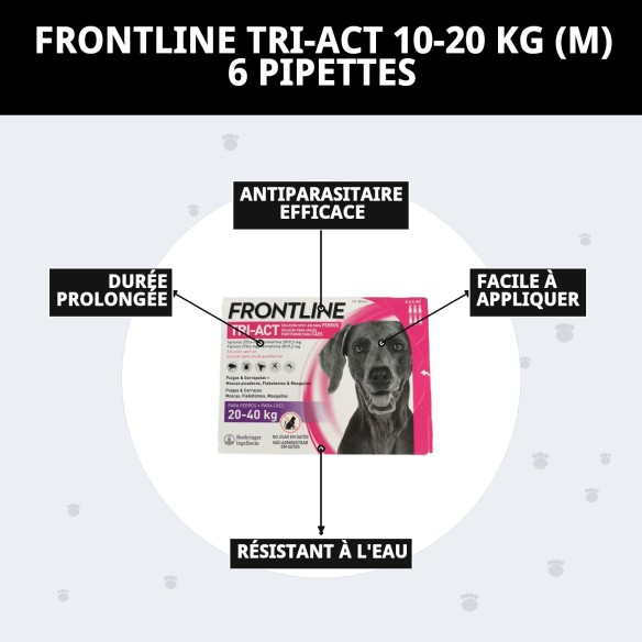 Frontline Tri-Act : Protection Totale pour Chiens de 10 à 20 kg