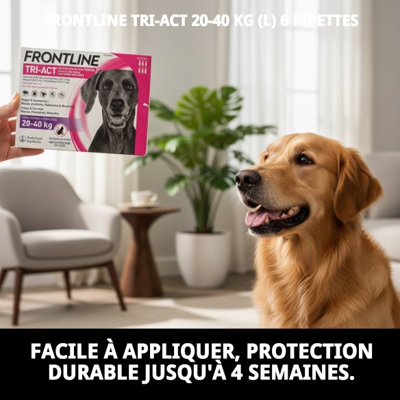 Frontline Tri-Act : Protection totale pour chiens de 20 à 40 kg.