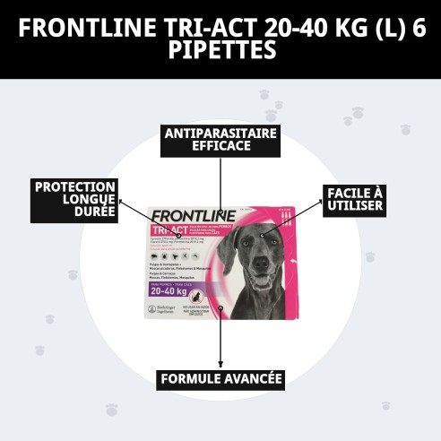 Frontline Tri-Act : Protection totale pour chiens de 20 à 40 kg.