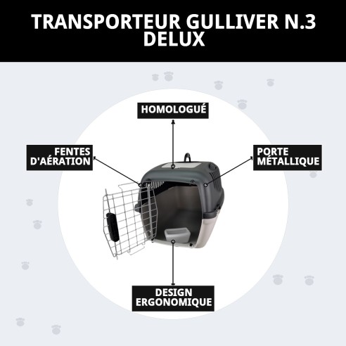 Transporteur Gulliver 3 Deluxe : Voyagez en toute sécurité avec votre animal de compagnie.