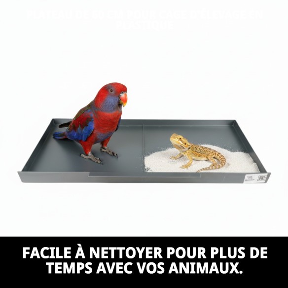 Plateau en plastique pour cage de reproduction 60 cm pour animaux de compagnie.