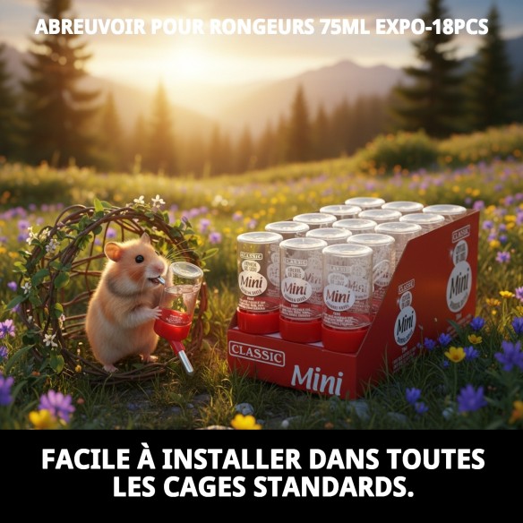 Abreuvoir anti-goutte pour rongeurs 75ml - Eau fraîche toujours