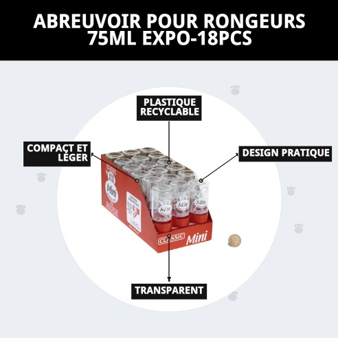 Abreuvoir anti-goutte pour rongeurs 75ml - Eau fraîche toujours