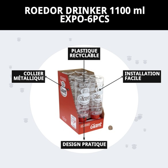 Abreuvoir pour rongeurs 1100ml - Eau fraîche sans goutte à goutte