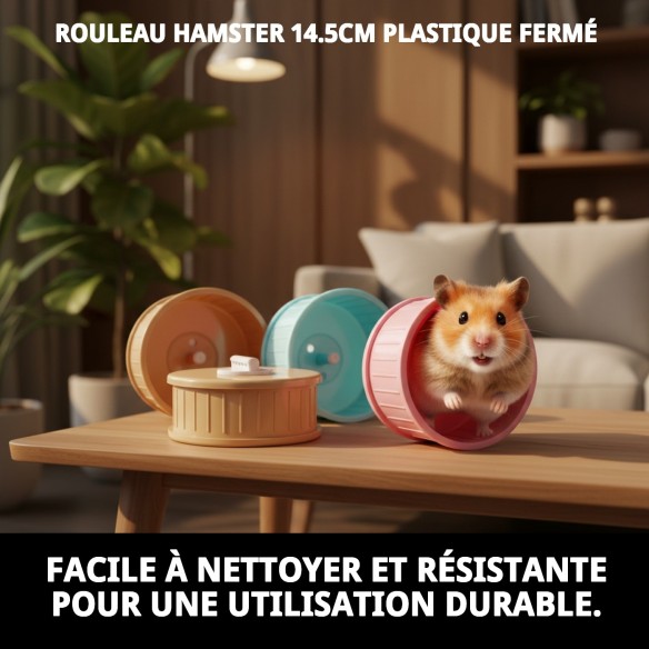 Roulette Hamster 14,5 cm Fermée - Amusement Sûr pour Votre Animal de Compagnie