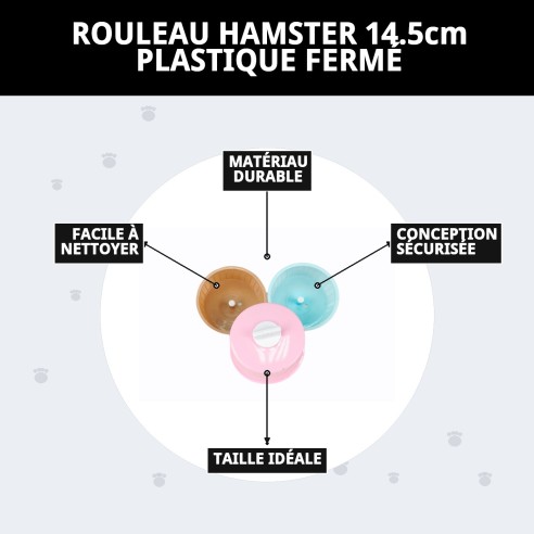 Roulette Hamster 14,5 cm Fermée - Amusement Sûr pour Votre Animal de Compagnie