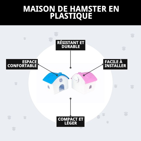 Maison en plastique pour hamster, idéale pour se reposer et jouer.