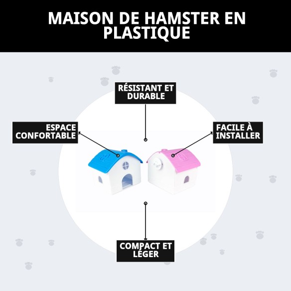 Maison en plastique pour hamster, idéale pour se reposer et jouer.