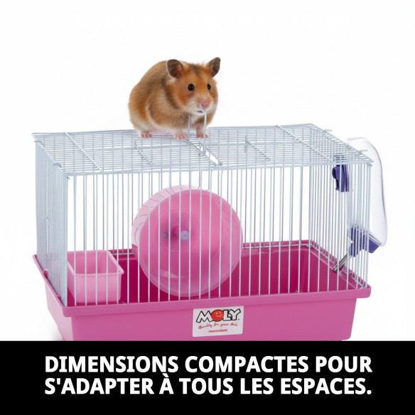 Cage pour hamster N.1 - 30x23x21 cm, démontable et pratique.