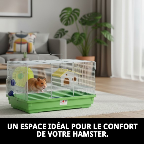 Cage pour hamster 1 étage - Compacte et démontable 47x30x27
