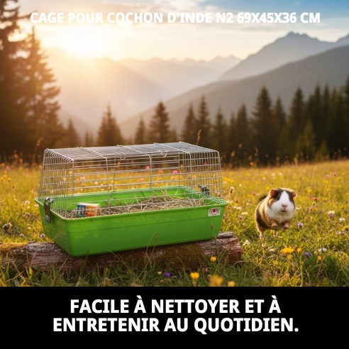 Cage pour Cobaye N2 69x45x36 cm - Confort et Style pour votre Animal de Compagnie