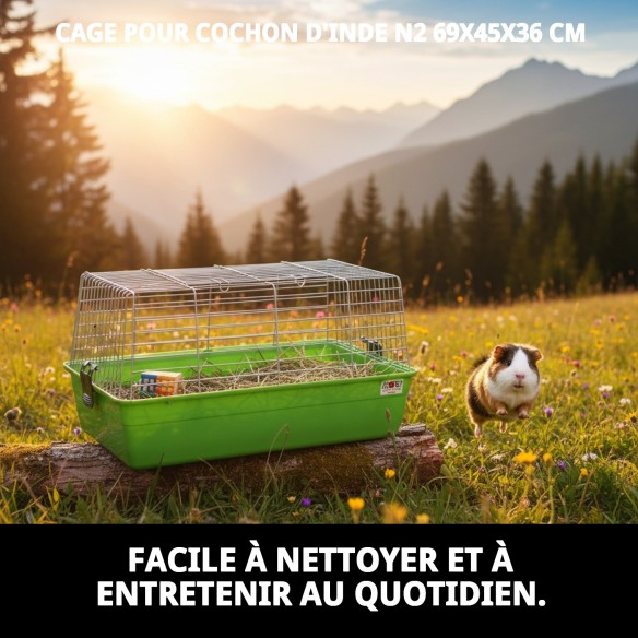 Cage pour Cobaye N2 69x45x36 cm - Confort et Style pour votre Animal de Compagnie
