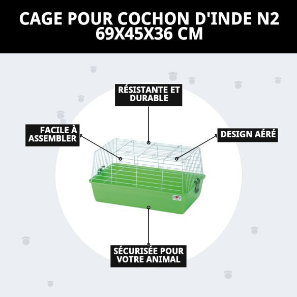 Cage pour Cobaye N2 69x45x36 cm - Confort et Style pour votre Animal de Compagnie