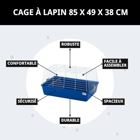 Cage pour Lapins 85x49x38 cm - Confort et Espace