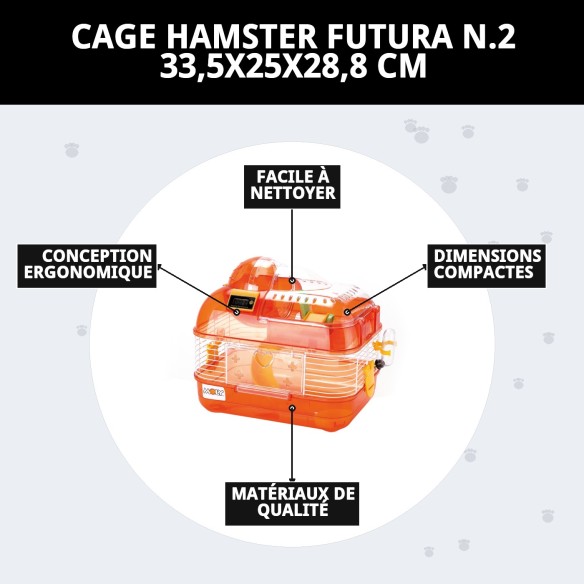 Cage à hamster Futura N.2 démontable 33,5x25x28,8 cm