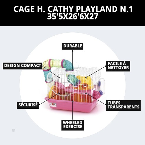 Cage H. Cathy Playland pour hamster : un foyer sûr et amusant.