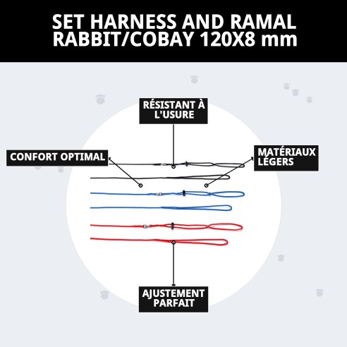 Ensemble Harnais et Laisse pour Lapins et Cobayes 120x8 mm
