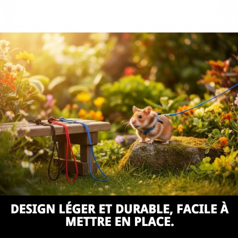 Ensemble Harnais et Laisse pour Hamster 120x8 mm - Confort et Style