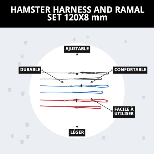 Ensemble Harnais et Laisse pour Hamster 120x8 mm - Confort et Style
