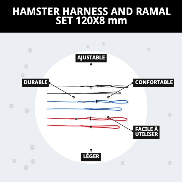Ensemble Harnais et Laisse pour Hamster 120x8 mm - Confort et Style