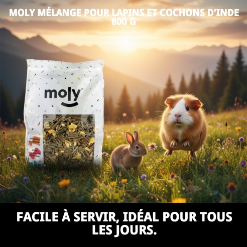 Aliment nutritif pour lapins et cobayes Moly 800g