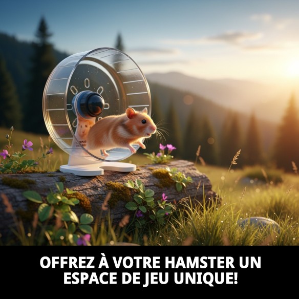 Roulette pour Hamster avec Support - Amusement Garanti 25x13 cm