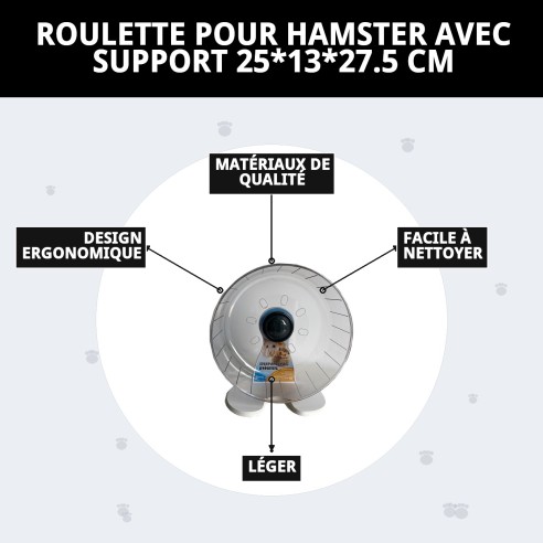 Roulette pour Hamster avec Support - Amusement Garanti 25x13 cm