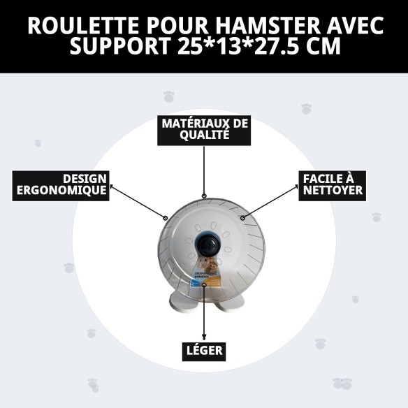 Roulette pour Hamster avec Support - Amusement Garanti 25x13 cm