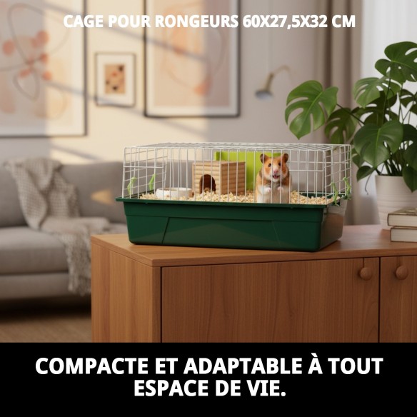 Cage pour rongeur 60x27,5x32 cm - Confort et Sécurité