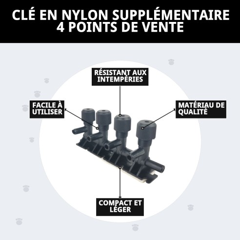 Clé en nylon extra 4 sorties pour animaux de compagnie - Résistante et pratique