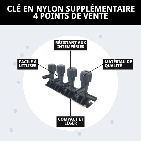 Clé en nylon extra 4 sorties pour animaux de compagnie - Résistante et pratique