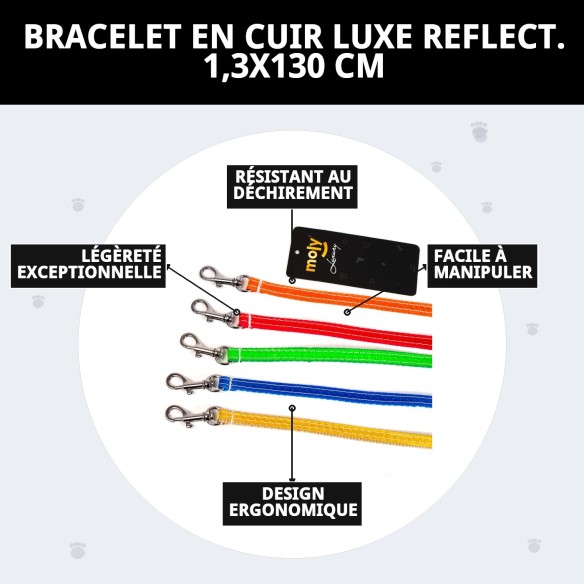 Correa en cuir Luxury Reflect 1,3x130 cm pour animaux de compagnie.