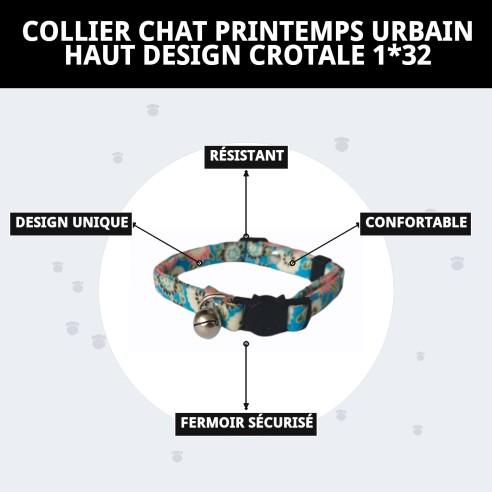 Collier pour Chat Spring Urban - Design avec Clochette Élégant